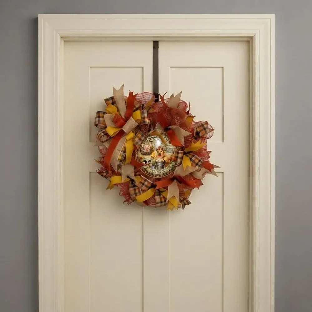 Farm Animal Autumn Wreath | Rustic Country Farmhouse Decor | Fall Harvest Door